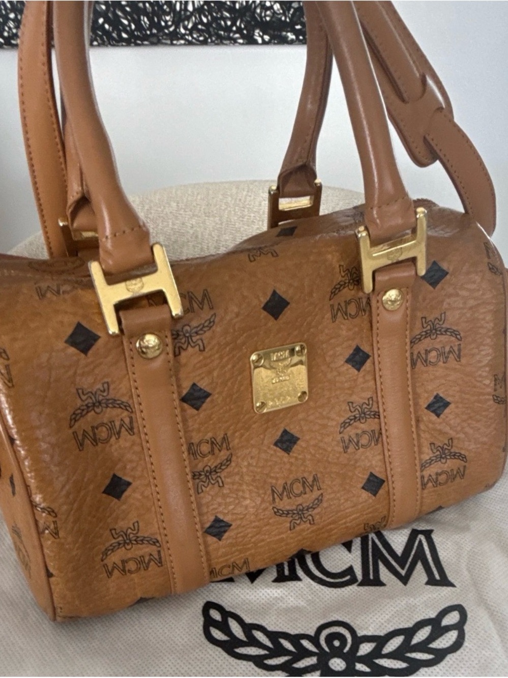 MCM Boston Cognac Visetos Monogram Crossbody Bag